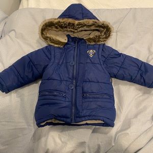 3 Pommes Boys Blue Puffer Winter Jacket Size 2